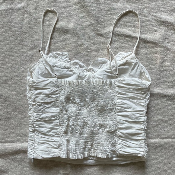 Zara white tank top blouse, ruffles on the top - Picture 3 of 4